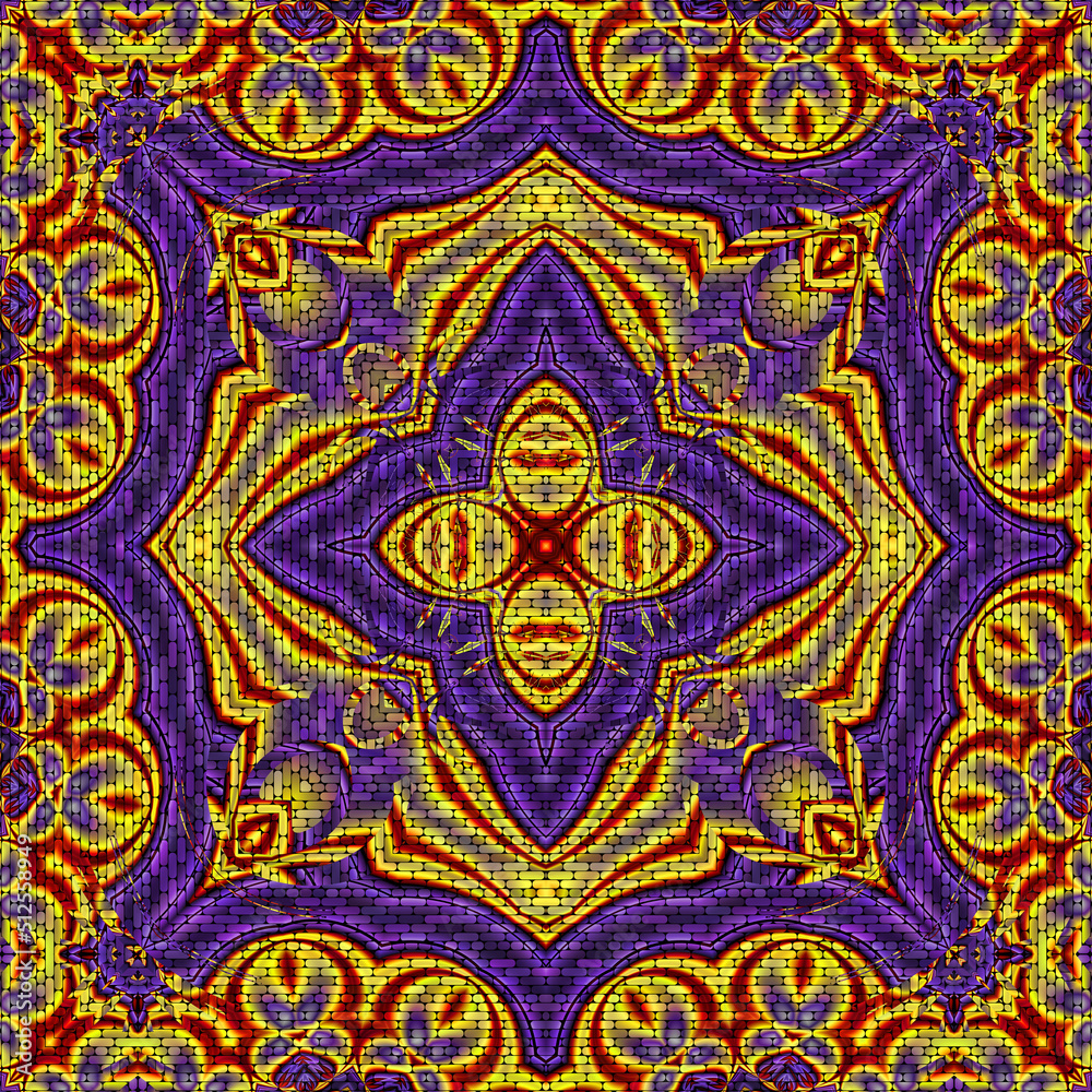 3d effect - abstract kaleidoscopic mosaic style fractal pattern