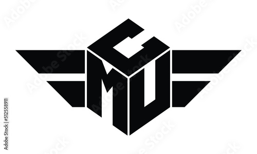 CMU three letter gaming logo in polygon cube shape logo design vector template. wordmark logo | emblem logo | monogram logo | initial letter logo | sports logo | minimalist logo | typography logo |