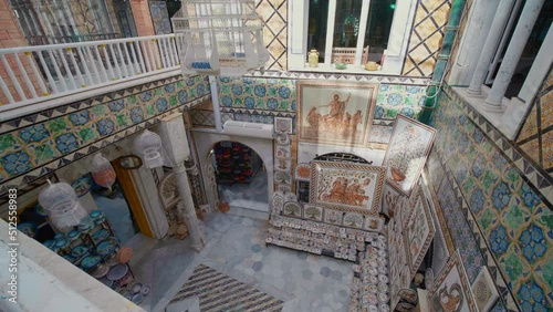 Museum Mosaic House interior. Traditional Sidi Bou Said houses. Sidi Bou Said architecture. photo