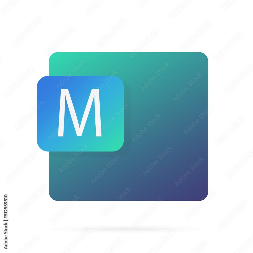 Blue icon of file with M on white background
