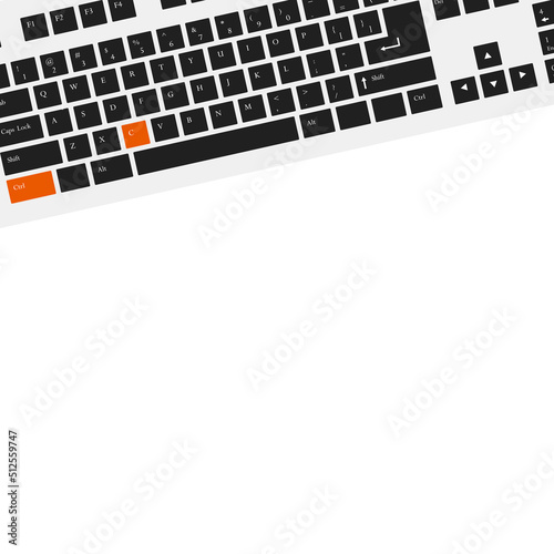 Ctrl and C keyboard shortcut vector illustration, Copy text shortcut for windows devices. Ctrl + C.