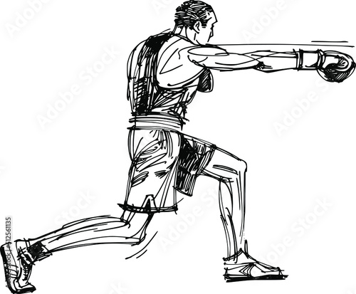 boxing man illustration of a kick