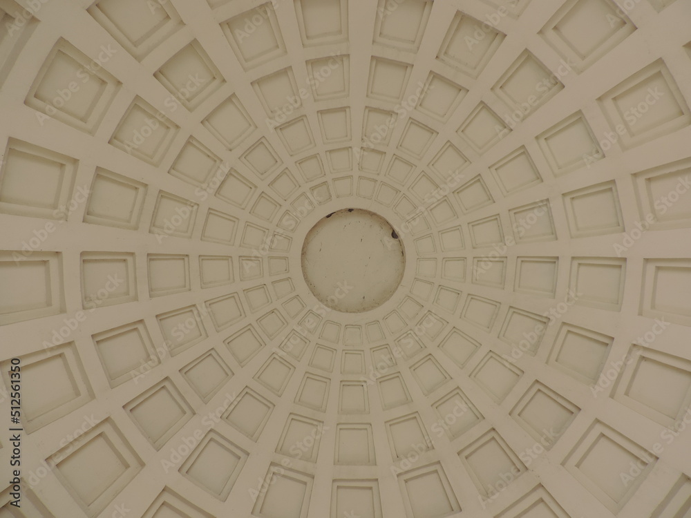 View of the dome of the building from the inside from the bottom up