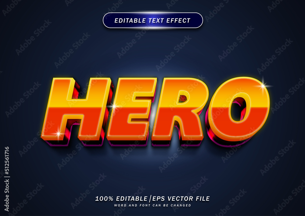 Hero editable text effect. themed elegant color Hero editable text effect. themed elegant color