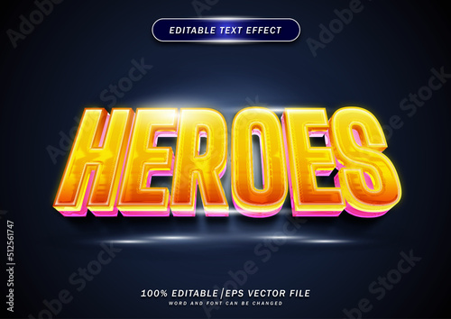 Heroes editable text effect. themed elegant color