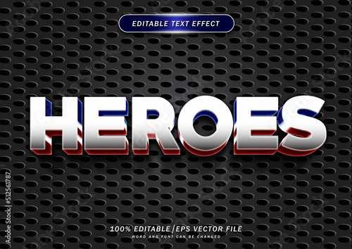 Heroes editable text effect. themed elegant color