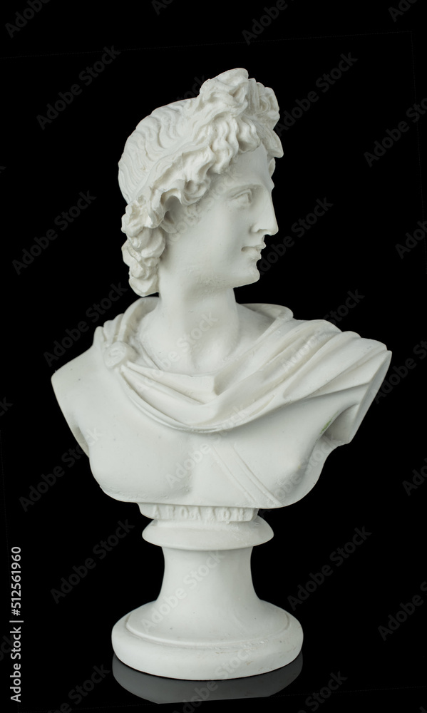 Obraz premium Gypsum statue of Apollo`s head on a background