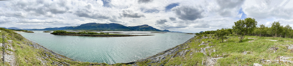 A view of sea in the mountains - Helgeland, Northern Norway- Europe A view of sea in the mountains - Helgeland, Northern Norway- Europe
