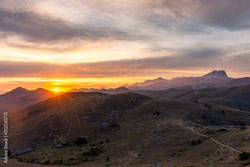 Stunning sunset over Gran Sasso National Park of Abruzzo  Italy