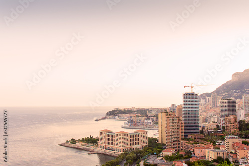 Monte Carlo, Monaco. Aerial cityscape image of Monte Carlo, Monaco during summer sunset. © SNAB