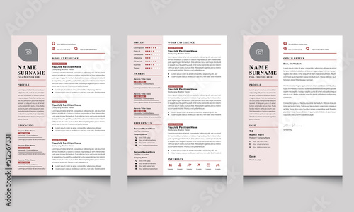 Minimal Resume, Cover Letter and Vector Minimalist Creative Page Set