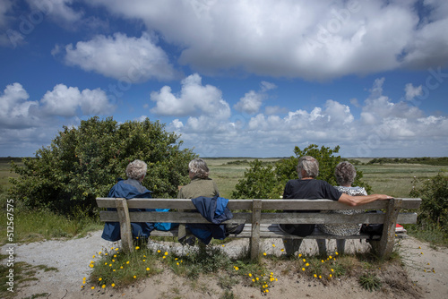 Enjoying the nature view. Schiermonnikoog waddeneiland. Netherlands. Waddenzee. Coast Clouds. photo