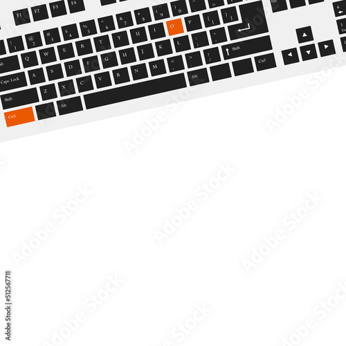 Ctrl and O keyboard shortcut vector illustration, Open a file shortcut for windows devices. Ctrl + O.