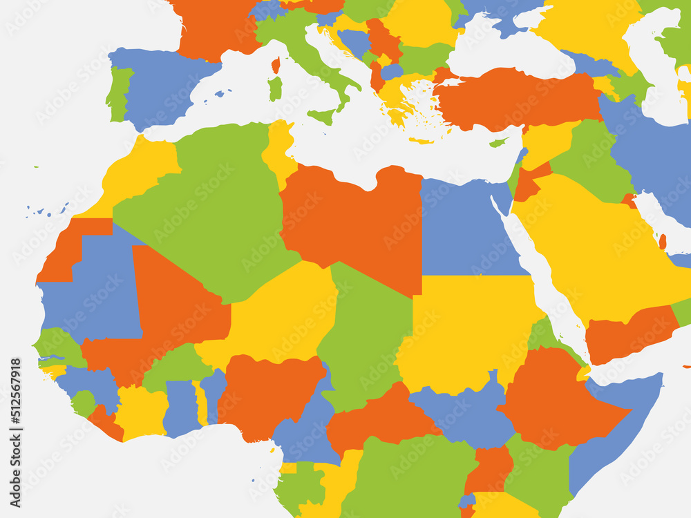 Political map of northern Africa