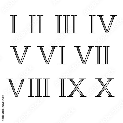 Roman numerals isolated on a white background