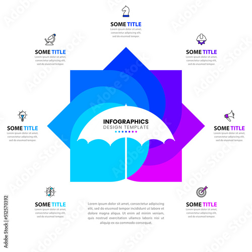 Infographic template. Umbrella with 7 steps and icons