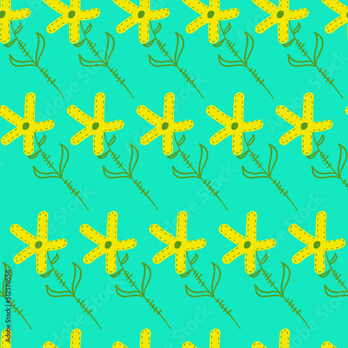 Seamless floral vector pattern. illusration with yellow fowers for background