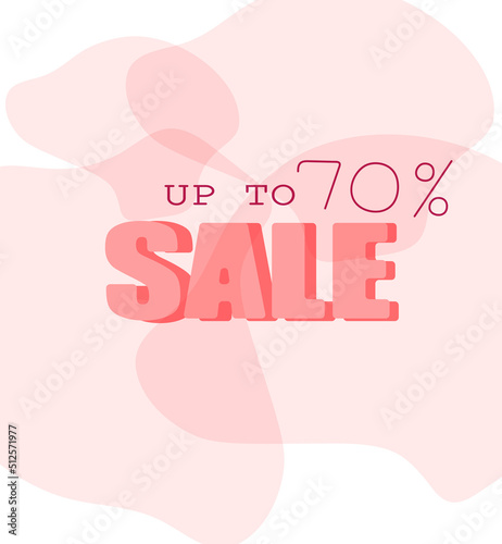 Sale up to 70% on pink watercolor background 