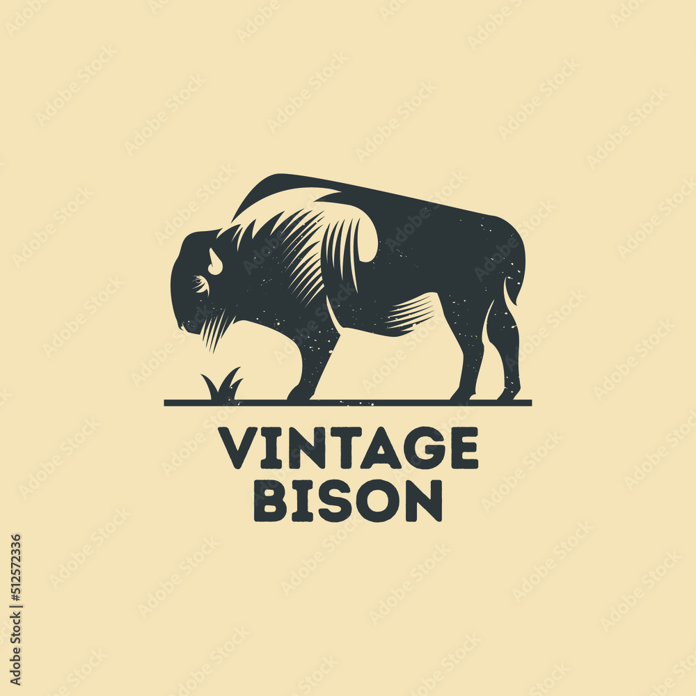 Obraz premium Vintage Bison Logo