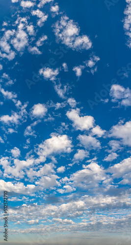 Fantastic clouds against blue sky, panorama