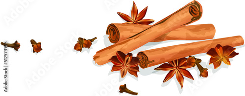 a modern black kitchen board with a composition of wooden spoons with spices.  the texture of natural stone with spices - cinnamon, star anise and clove grains