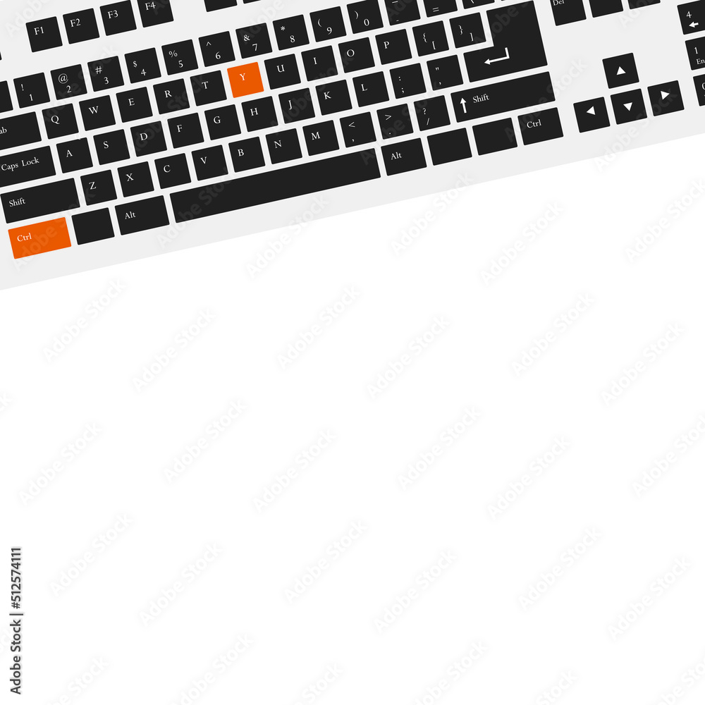 Ctrl and Y keyboard shortcut vector illustration, Redo text shortcut