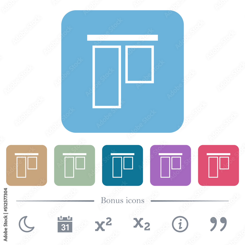 Align to top outline flat icons on color rounded square backgrounds Align to top outline flat icons on color rounded square backgrounds