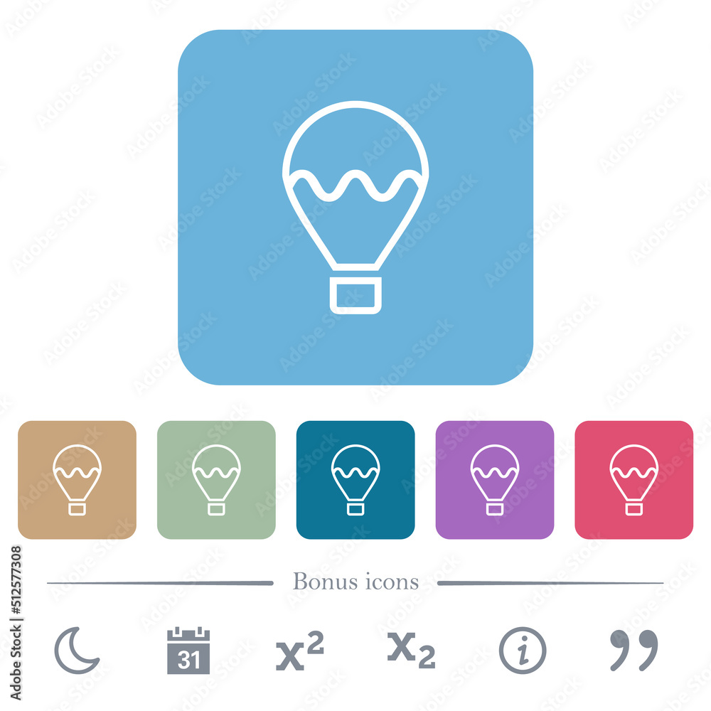 Air balloon outline flat icons on color rounded square backgrounds Air balloon outline flat icons on color rounded square backgrounds