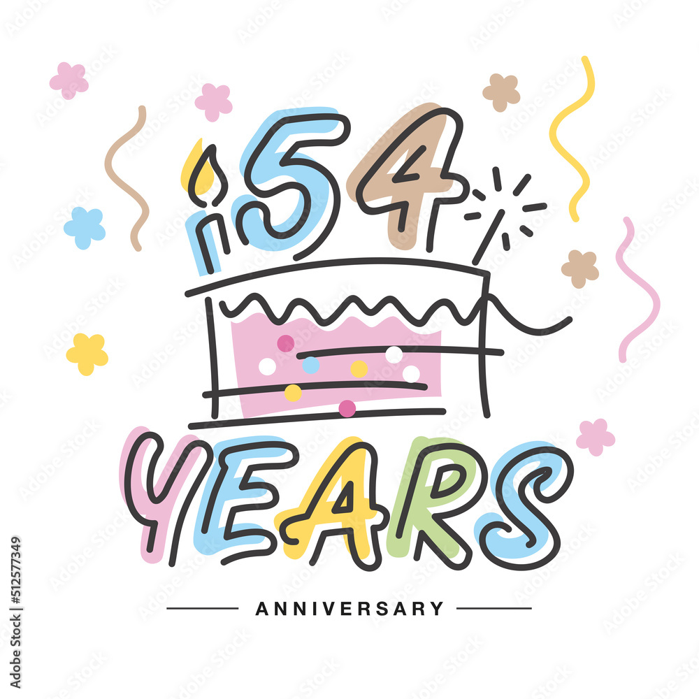 59 Years Anniversary handwritten typography lettering Greeting card with colorful big cake, sparkle firework, number, candle and confetti 59 Years Anniversary handwritten typography lettering Greeting card with colorful big cake, sparkle firework, number, candle and confetti