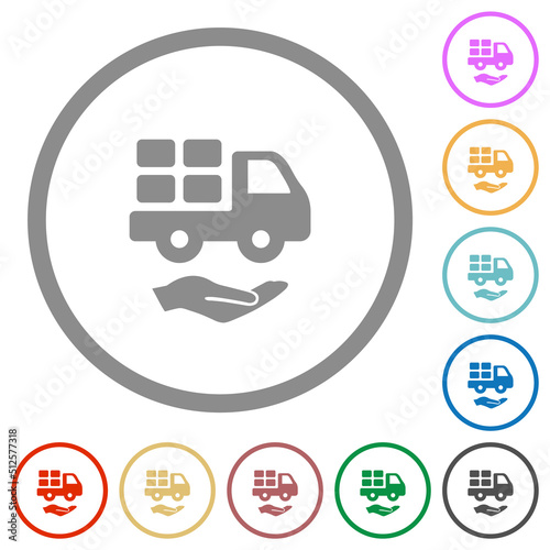 Courier services solid flat icons with outlines