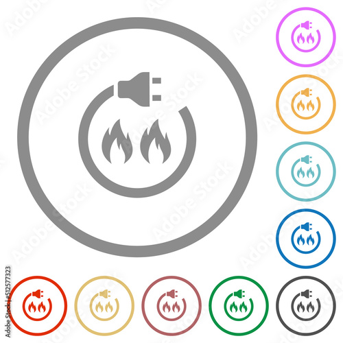Gas energy flat icons with outlines