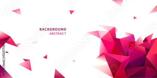 Vector red polygon abstract shape, horizontal orientation triangular banner. Geometric shape, dynamic facet, low poly background.