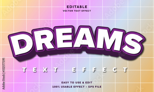 dreams editable text effect with modern and simple style, usable for logo or campaign title