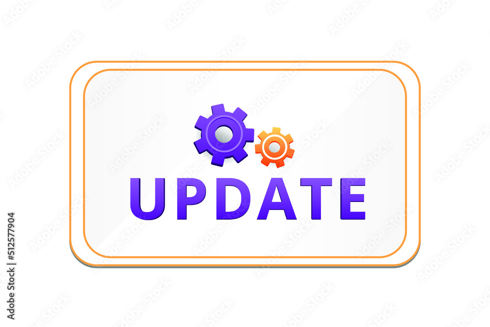 Word UPDATE and gears on white background Word UPDATE and gears on white background