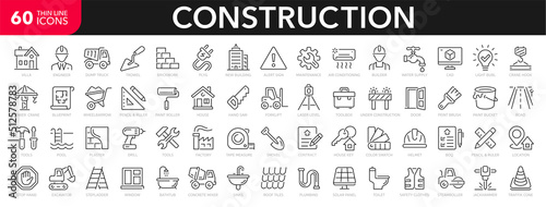 Tableau sur toile Construction line icons set