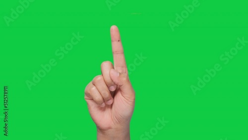 HAND (Green Sceen) index finger touching to slide