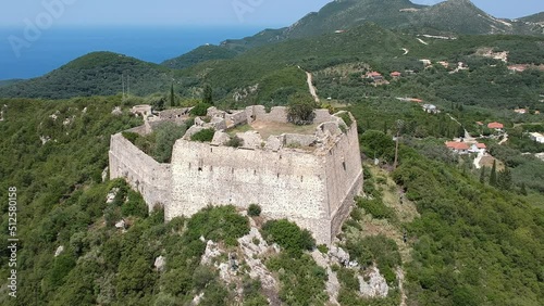 Aerial view of Ali Pascha castle overloking the entire bay of Parga, Epirus Greece photo