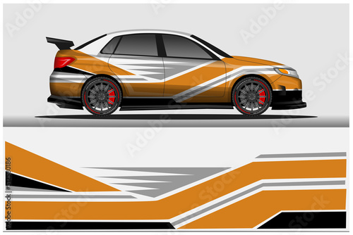 Fototapeta Naklejka Na Ścianę i Meble -  Car livery wrap decal, rally race style vector illustration abstract background