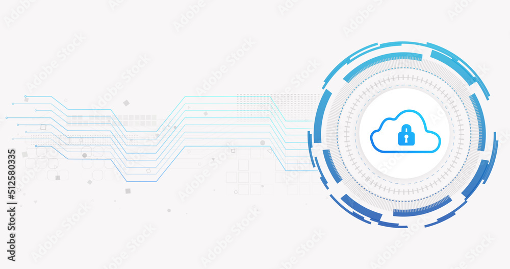 Obraz premium Image of network of connections and cloud with padlock on white background