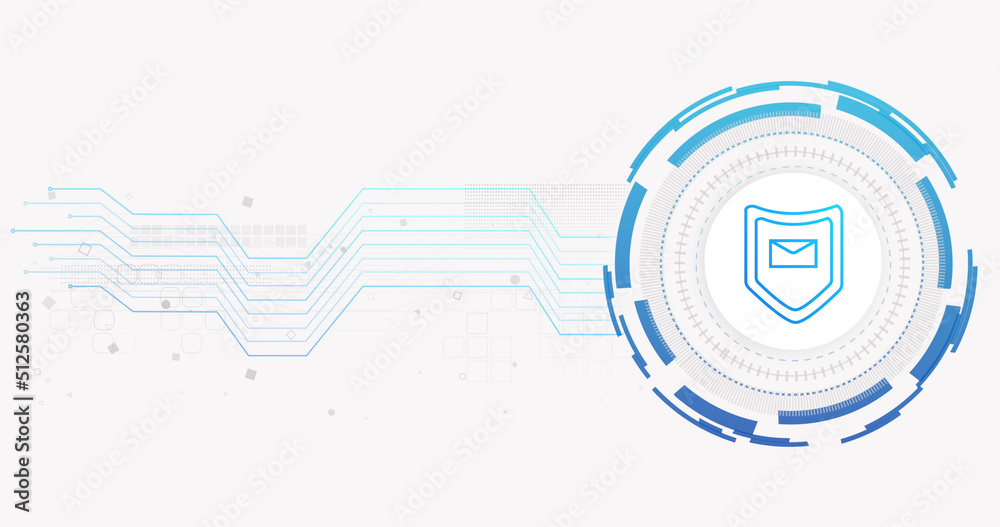Obraz premium Image of network of connections and envelope with shield on white background