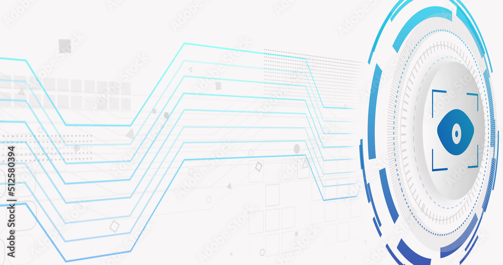 Obraz premium Image of network of connections and eye on white background