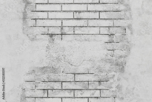 White grey brick wall old masonry texture and cement concrete background surface