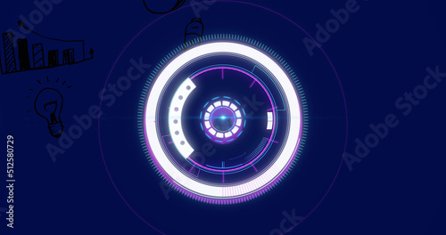 Fototapeta Naklejka Na Ścianę i Meble -  Image of processing circle on purple background
