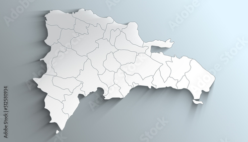 Modern White Map of Dominican Republic with Provinces with Counties With Shadow