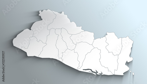 Modern White Map of El Salvador with Departments with Counties With Shadow photo