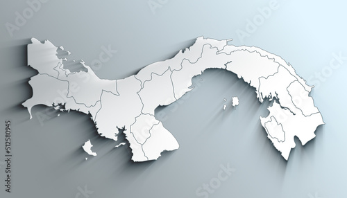Modern White Map of Panama with Provinces with Counties With Shadow photo