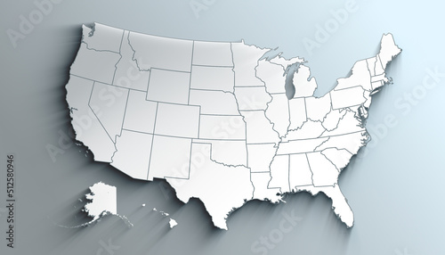 Modern White Map of United States with States with Counties With Shadow