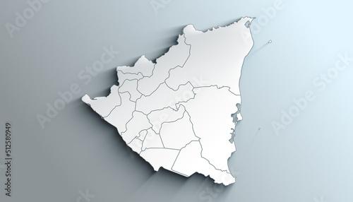 Modern White Map of Nicaragua with Departments with Counties With Shadow photo