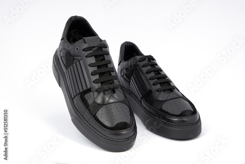 Men's fashion black shoes. Casual design