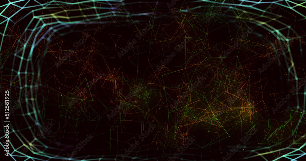 Image of lines and connections in black digital space Image of lines and connections in black digital space